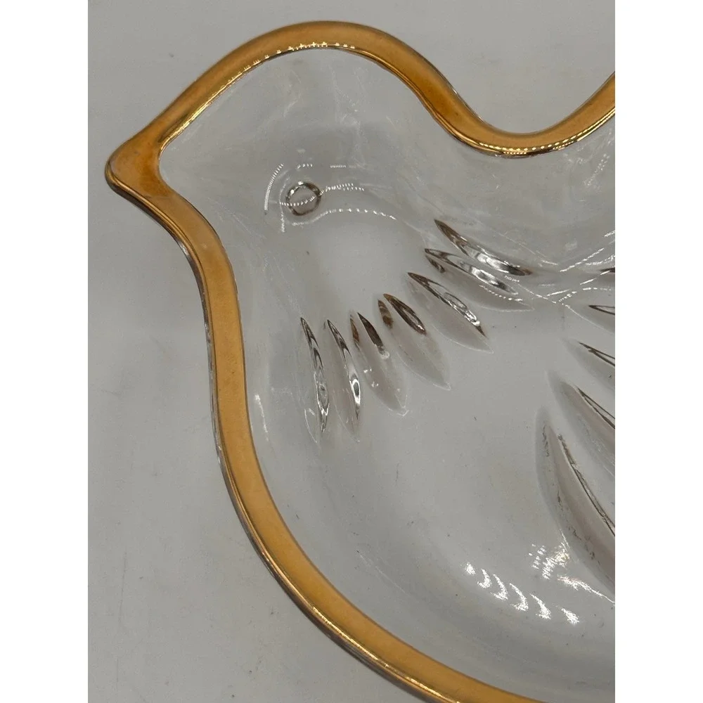 Mikasa Crystal Dove Gold Trim Candy Relish Trinket Dish 6.5 Inch Vintage